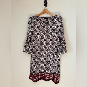 Burgundy Print Dress